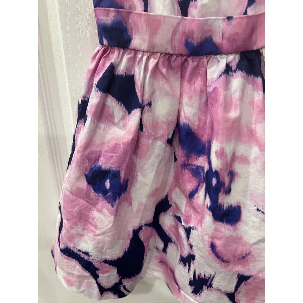 Gymboree Dress Pink Navy Blue Floral‎ Watercolor Bow Back Special Occasion 2T